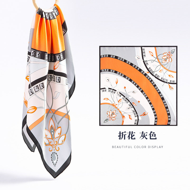 上海故事蓝色丝巾小方巾搭配衬衫 上海故事绫绝顶围巾/丝巾/披肩