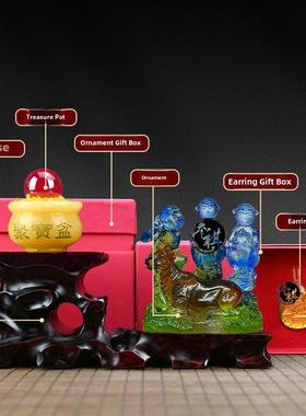 2026宋韶光马年吉祥物属蛇[灵鹿长春]吊坠摆件宋绍光招财琉璃装饰