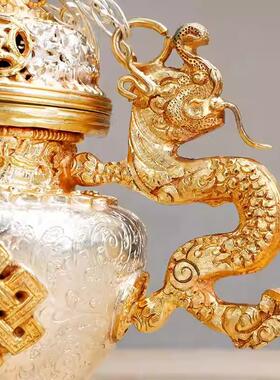 2026纯铜吊挂香炉禅意家用室内盘香炉鎏金鎏银熏香炉大号悬挂香炉