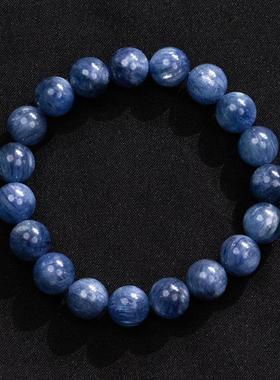 2026大有水晶 天然蓝晶石手链深海蓝单圈蓝晶石手串时尚蓝色猫眼