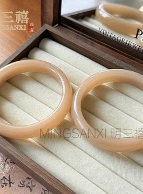 2026外蒙料仿和田玉手镯冰底青海老料藕粉手镯圆条玻璃粉糯玉扁条