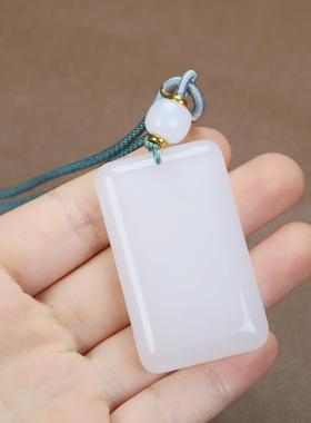 2025和田玉平安牌吊坠羊脂玉籽料白玉平安无事牌挂件玉佩玉坠金丝