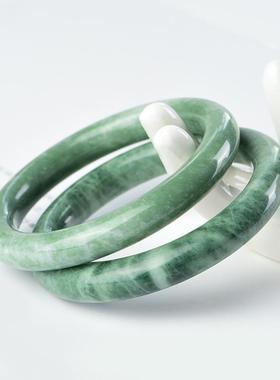 2026玉石翡翠A货手镯原石打磨翡翠色淡绿色飘花贵州翠玉手镯手环