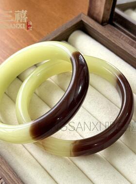 2026外蒙料镯子手镯女士镯子美人镯黄口糖色玉石手镯饰品配饰厂家