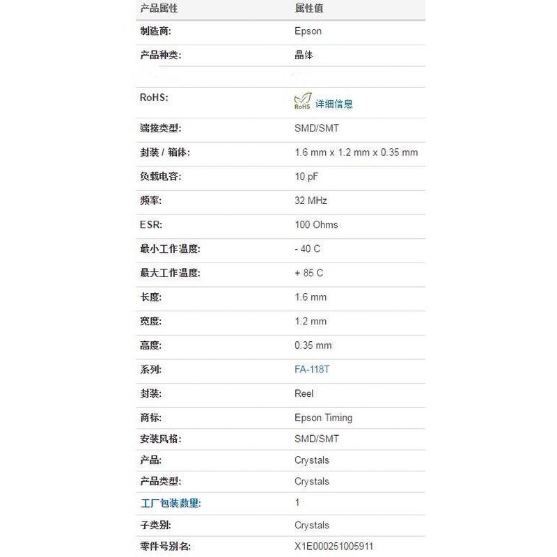 X1E000251005900 1612 无源贴片晶振 32M 32MHZ 8PF 10PPM 晶体 - 图0