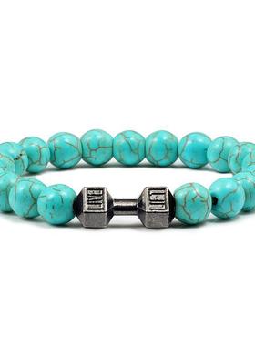 High Quality Men Beaded Bracelet Natural Black Lava Stone Du