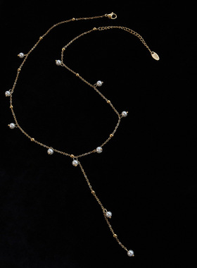 我的山与海谭松韵同款满天星珍珠锁骨链Y流苏钛钢材质镀18k金项链