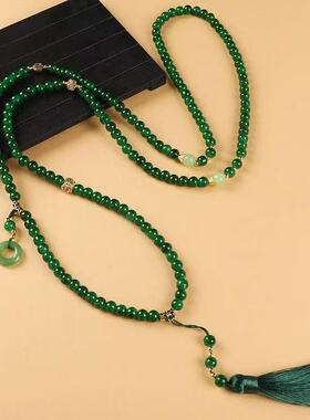 进击的叶辰林静李沐宸同款绿色琉璃串珠项链复古毛衣链古风配饰女