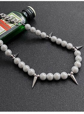 不完美应答程屹梁思伟同款嘻哈珍珠锥子钛钢项链锁骨链十字架配饰