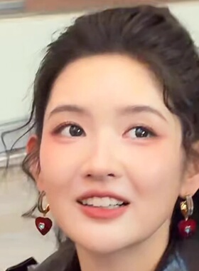 王玉雯王楚然同款格纹红色爱心耳环女2026新款复古新年耳饰感耳钉