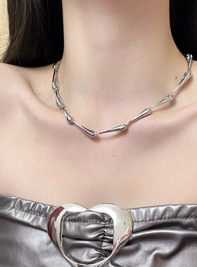 高圆圆同款冷淡风感竹节链条轻奢锁骨链法式简约个性气质裸链项链