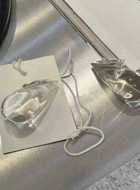 春晚白鹿王菲同款水滴型耳钉小众简约感耳环不规则透明百搭耳饰
