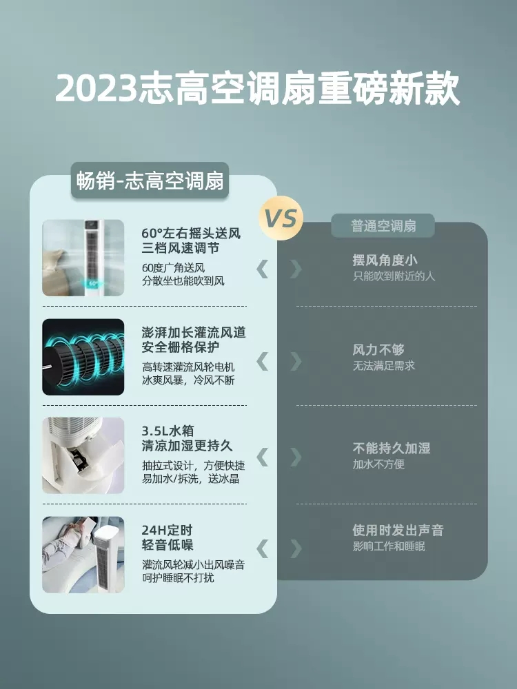 志高空调扇冷风扇制冷机家用静音塔式小型加水冷气室内移动小空调