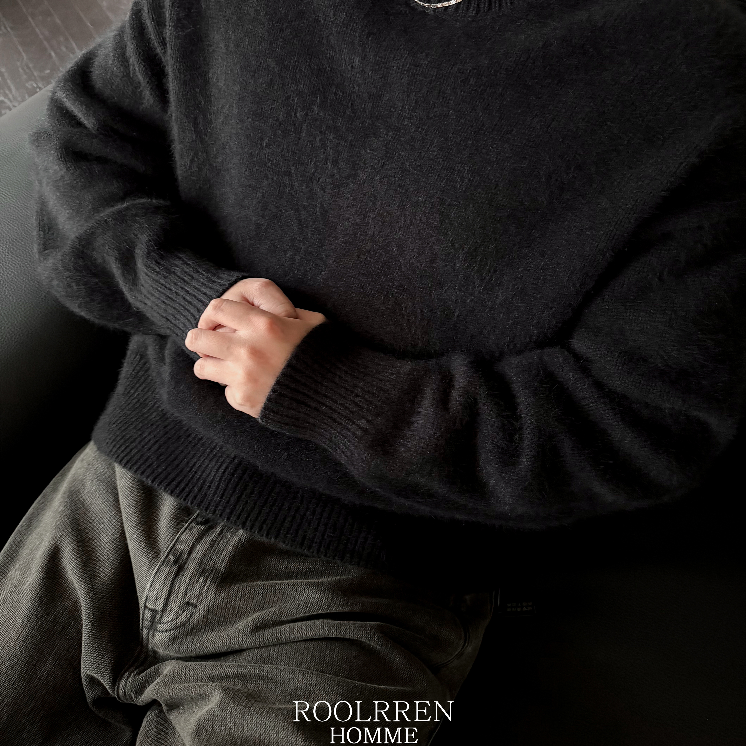 ROOLRREN ROW风【火箭毛】浣熊绒松弛慵懒保暖圆领套头毛衣 - 图2