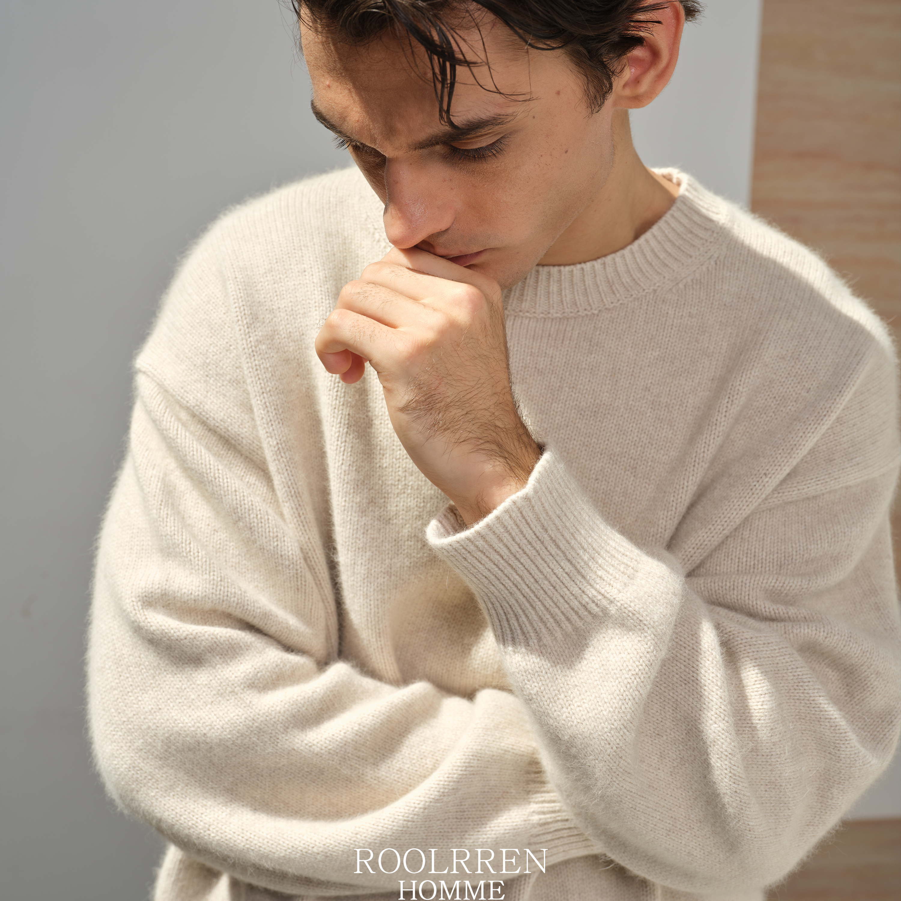 ROOLRREN ROW风【火箭毛】浣熊绒松弛慵懒保暖圆领套头毛衣 - 图1