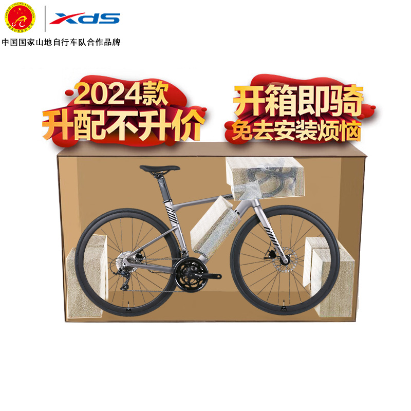 喜德盛2024新品AD300公路自行车全破风车架四培林桶轴花鼓18速-图0