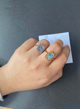 欧美复古宝石情绪碎钻女ins指环