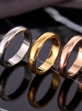 钛钢戒指 欧美热款宽版光面4mm素圈戒指男女对戒钛钢不掉色时尚