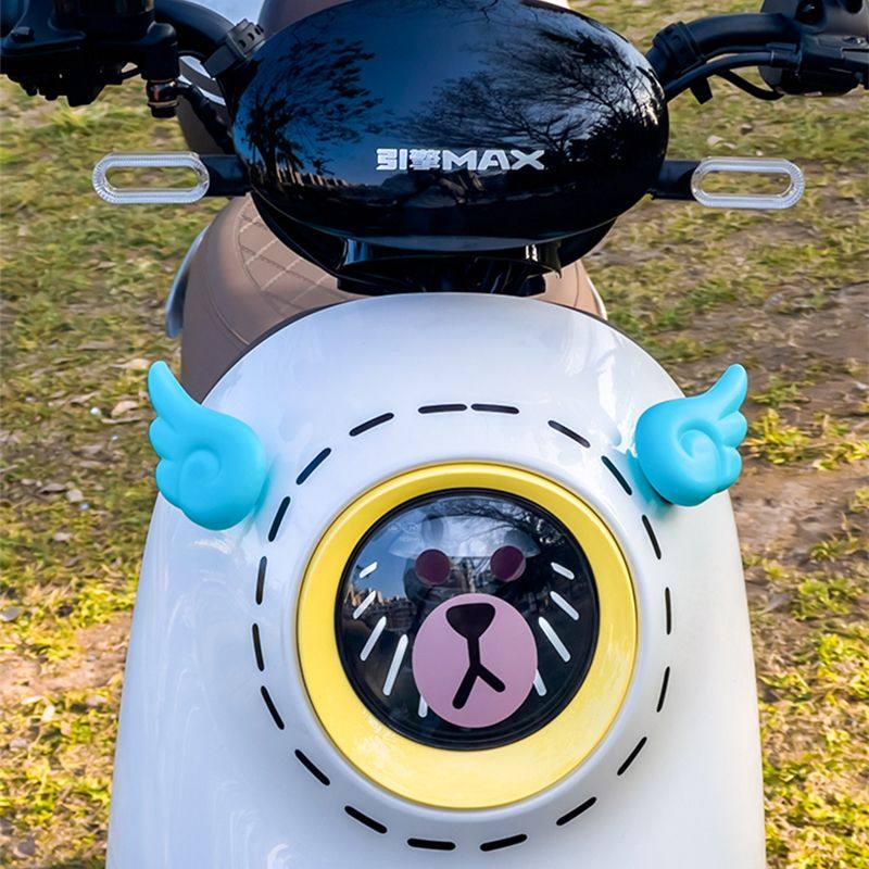 No. 9 Little Q Angel Wings Helmet Decoration Emma Electric Car Personalized High-Value Gadgets New Car Stickers