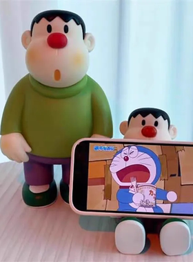 胖虎蜡笔小新手机支架桌面摆件