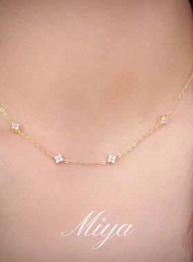 碎花锁骨链～四叶草锁骨项链 超显瘦