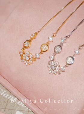 日韩法式雪花女几何千金风精致设计感镶钻手链