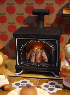 咖啡面包店复古风微场景树脂摆件