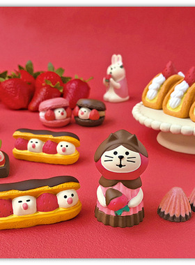 少女心巧克力猫咪日式风蛋糕摆件