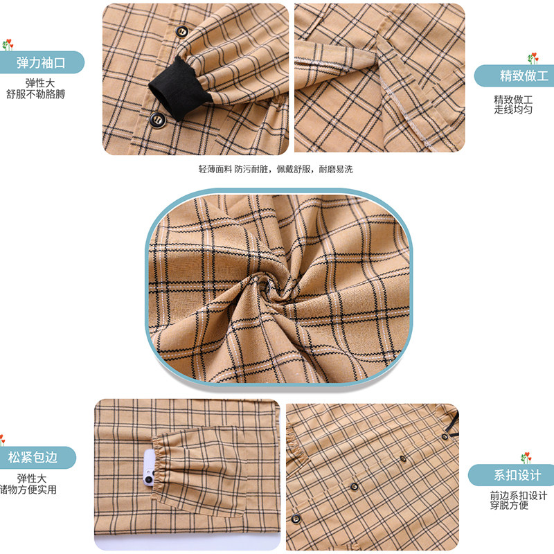 新款正穿长袖棉布短款翻领透气耐磨厨房家用做饭耐脏工作服罩衣女,淘宝优惠券,粉丝福利购,淘宝优惠卷