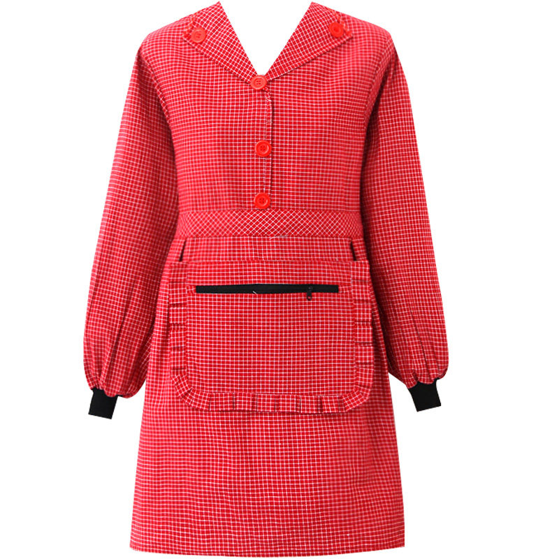 长袖翻领围裙拉链兜棉布女士家用长袖罩衣厨房做饭漂亮时尚工作服,淘宝优惠券,粉丝福利购,淘宝优惠卷