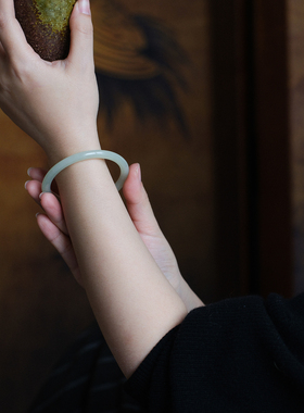 远家天然碧玉阳绿苹果绿翠青黄口晴水手镯子售后需48h内退回Y-936