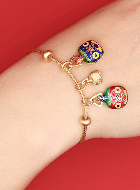 一家三口古法吞金兽情侣吊坠