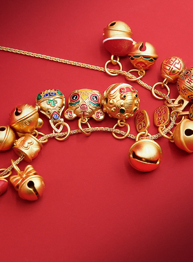 古法老金家沙金铃铛吊坠