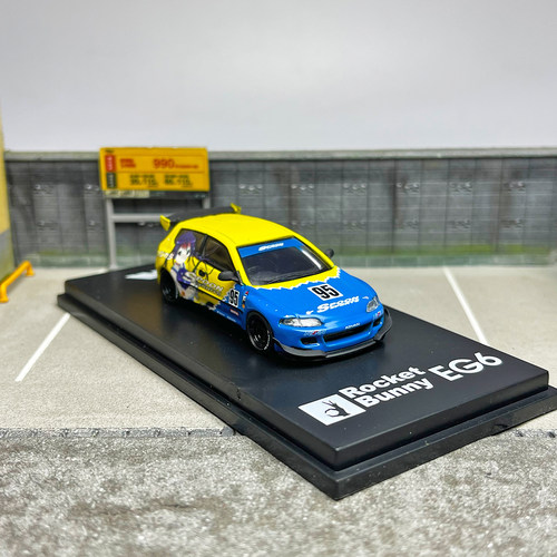 HKM合金1:64房车跑车模型 Pandem本田思域Civic火箭兔EG6 - 图3