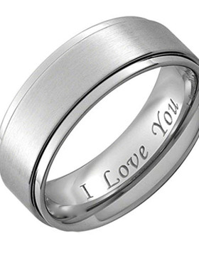 亚马逊供应 I love you 情侣戒指 不锈钢男女对戒 哑光面指环