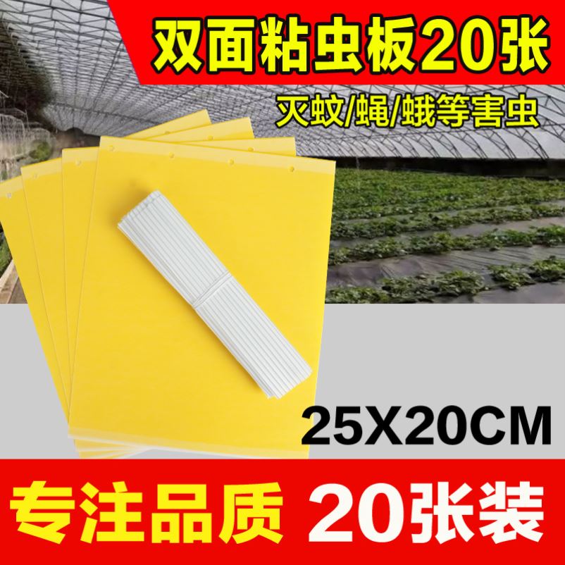 黄板双面粘虫板诱虫板蚊虫贴灭小飞虫果蝇诱捕器果园大棚粘苍蝇纸-图0