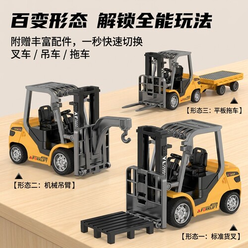 合金叉车rc1：64遥控工程小车模型桌面摆件蓝牙遥控男孩礼物 - 图2