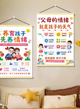 多鼓励少发火孩子别和儿子女儿生气温馨提示挂画家长稳定情绪墙贴