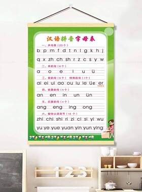 汉语拼音字母表学习挂图儿童启蒙识字拼音教学工具墙贴挂画自粘