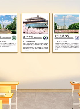 中国知名大学简介挂图985211高等学府激励海报高考教室励志墙贴画