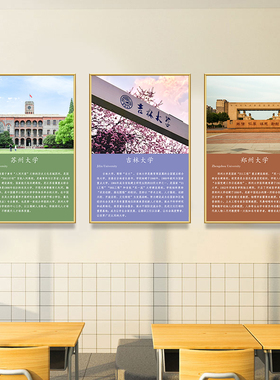中国名校简介挂画清华北大985211大学励志目标墙贴教室墙面装饰画