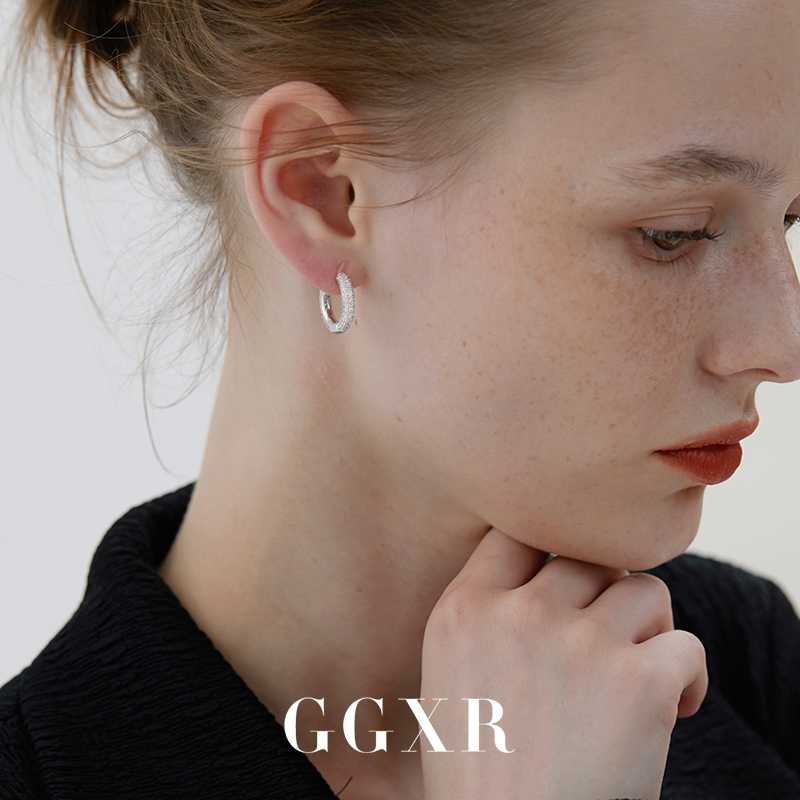 GGXR 欧美微镶锆石圆圈耳夹感百搭气质耳环耳扣闪钻无耳洞 - 图2