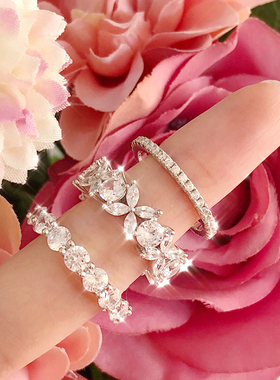 ggxr欧美超a锆石戒指不褪色叠戴