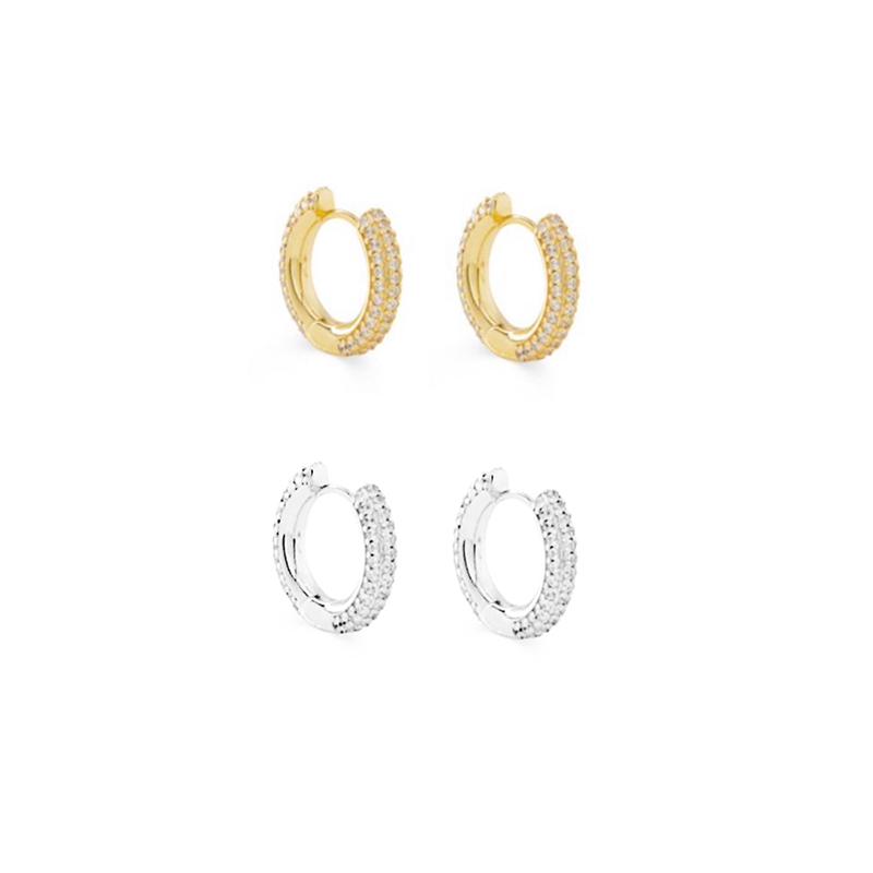 GGXR 欧美微镶锆石圆圈耳夹感百搭气质耳环耳扣闪钻无耳洞 - 图3