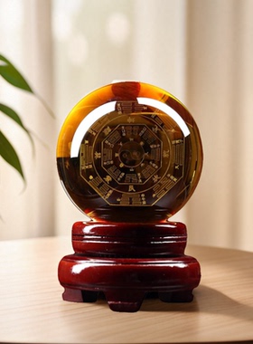 3D内雕k9水晶图案清晰新中式摆件