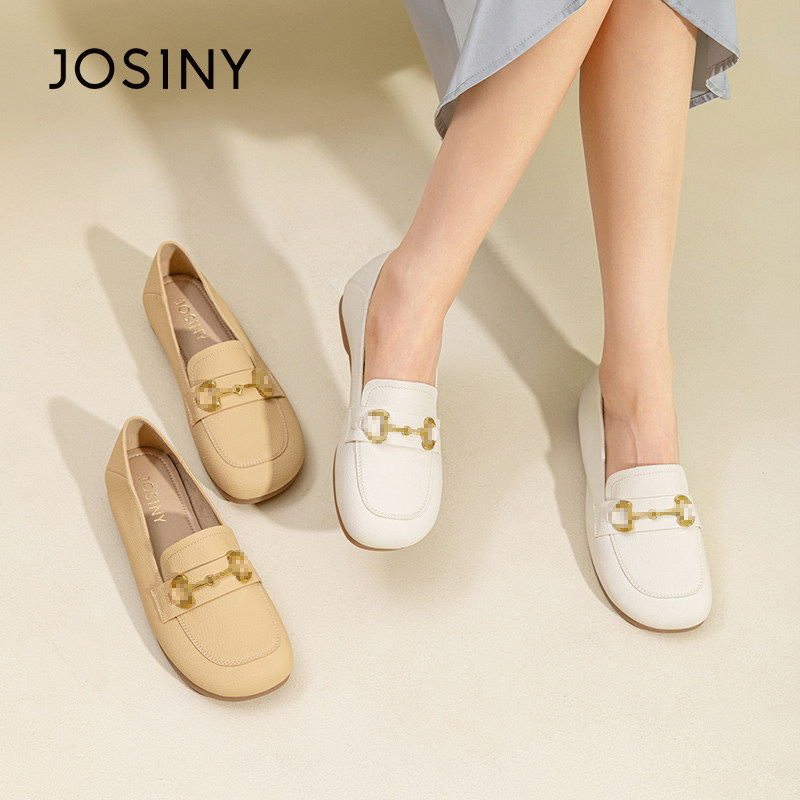 卓诗尼春秋季新款女士单鞋子圆头平底浅口一脚蹬乐福鞋休闲时装潮,淘宝优惠券,粉丝福利购,淘宝优惠卷