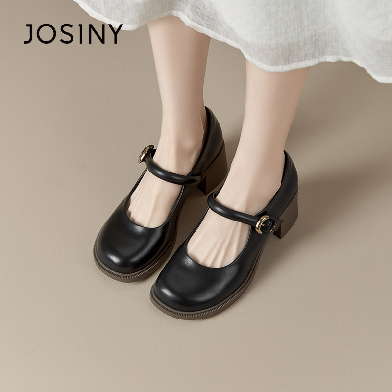 卓诗尼女鞋撤柜正品玛丽珍鞋女粗跟2024新款配裙子小皮鞋法式高跟,淘宝优惠券,粉丝福利购,淘宝优惠卷