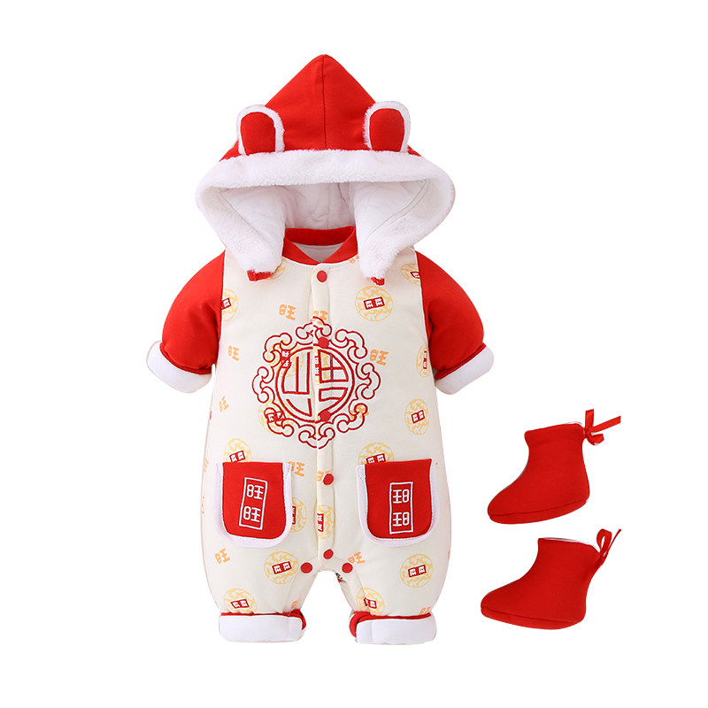 新生儿秋冬套装宝宝加厚冬装连体衣 蚕果果连身衣/爬服/哈衣