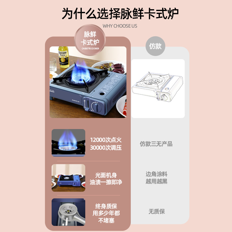 脉鲜户外便携式卡式炉野外炉具炊具露营卡斯卡磁炉瓦斯燃气煤气灶 - 图1