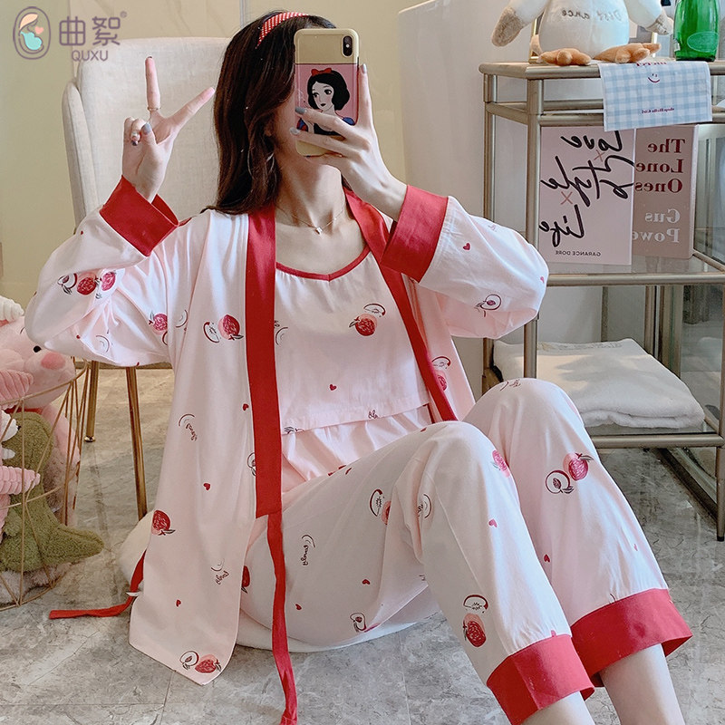 月子服春秋纯棉产后10月份12 11睡衣 曲絮家居服套装